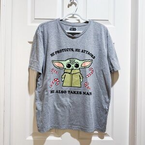 Star Wars Mad Engine Mandalorian Grogu Baby Yoda Sketch Graphic Tee T-Shirt